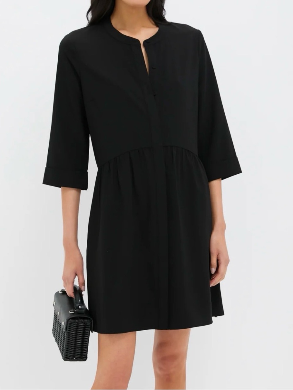 Tuckernuck Black Stretch Crepe Royal Shirt Dress XL